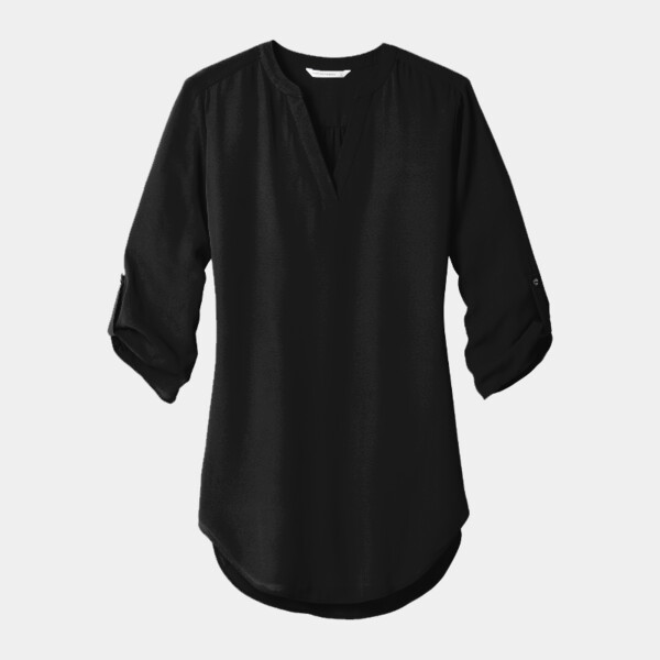 Custom No Minimum Port Authority Ladies 3/4 Sleeve Tunic Blouse LW701 Front View