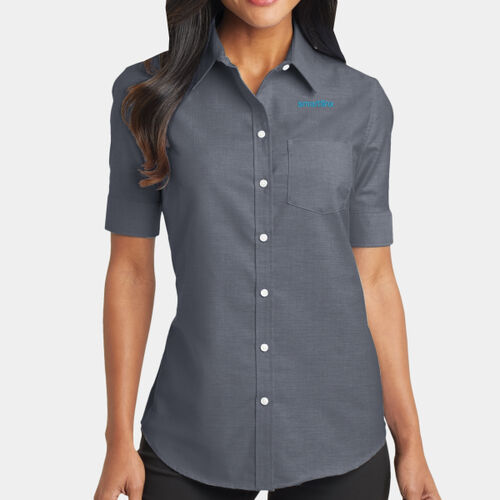 EMB  - Ladies Short Sleeve SuperPro  Oxford Shirt Thumbnail