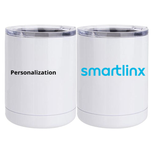 Personalized  - 20 oz. Insulated Stainless White Travel Mug w/Slider Lid - 10 oz White Stainless Steel Short Tumbler Thumbnail