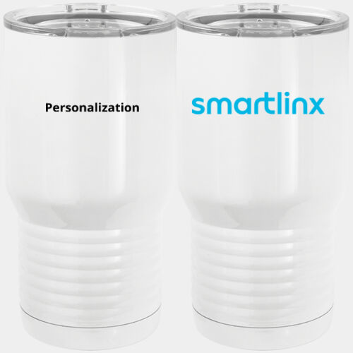 Personalized  - 20 oz. Insulated Stainless White Travel Mug w/Slider Lid - 20 oz. Tall Stainless Steel Vacuum Insulated Tumbler White Thumbnail