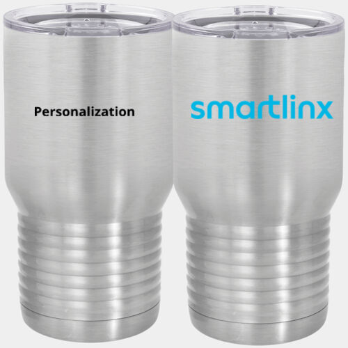 Personalized  - 20 oz. Insulated Stainless White Travel Mug w/Slider Lid - 20 oz. Tall Stainless Steel Vacuum Insulated Tumbler Thumbnail