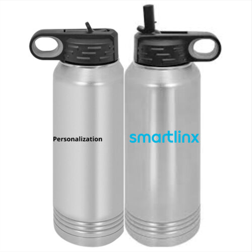 Personalized  - 20 oz. Insulated Stainless White Travel Mug w/Slider Lid -  Custom 30 oz. Silver Stainless Steel Vacuum Insulated Water Bottle Thumbnail
