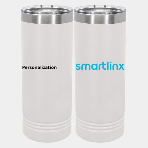 Personalized  - 20 oz. Insulated Stainless White Travel Mug w/Slider Lid - 20 oz Stainless White Skinny Tumbler with Stainless Straw and Lid Thumbnail
