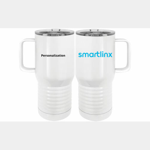 Personalized  - 20 oz. Insulated Stainless White Travel Mug w/Slider Lid - 20 oz. Insulated Stainless White Travel Mug w/Slider Lid Thumbnail